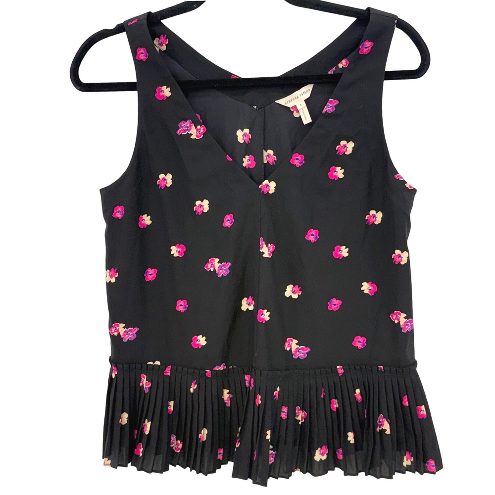 Rebecca Taylor Floriana Silk Floral‎ Peplum Tank Top Romantic Cottagecore Size 6